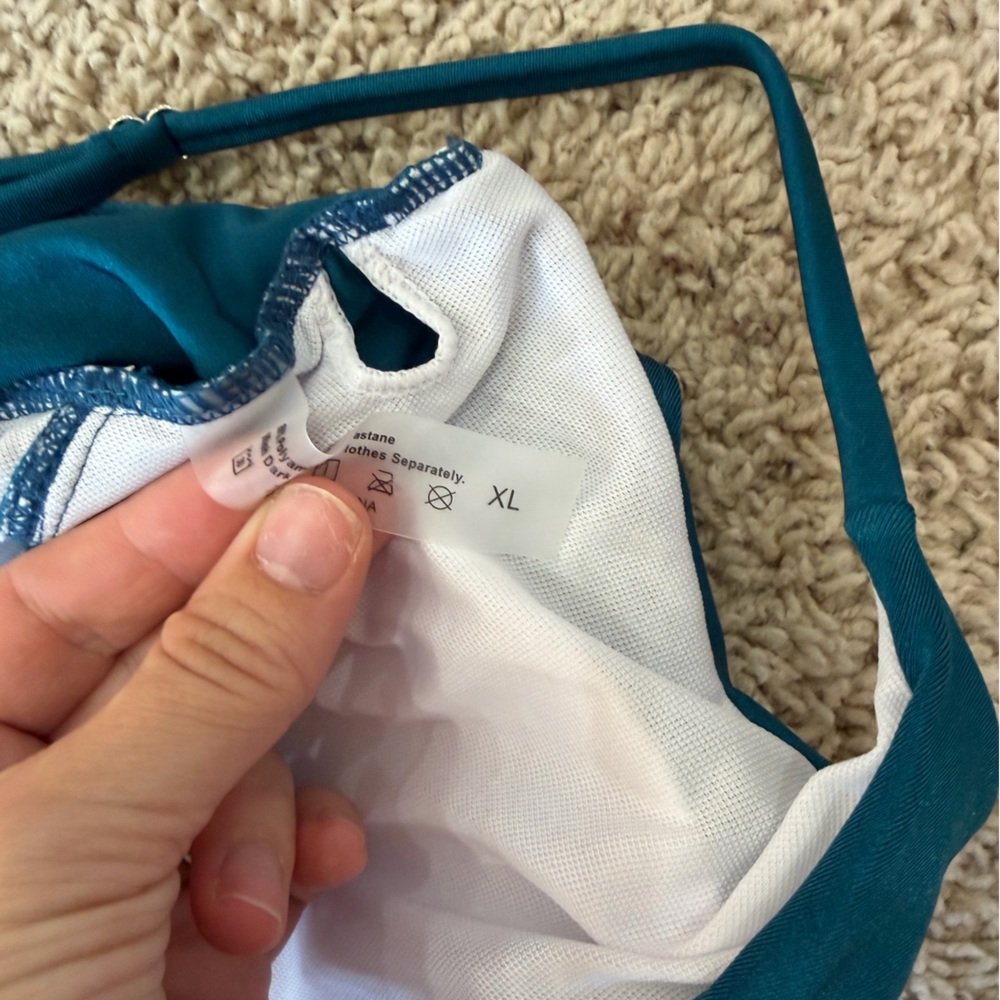 Teal One-Piece Maternity Swimsuit - Picture 2 of 3